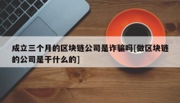 成立三个月的区块链公司是诈骗吗[做区块链的公司是干什么的]