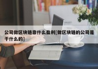 公司做区块链靠什么盈利[做区块链的公司是干什么的]